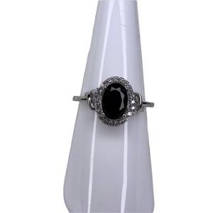 Black Onyx White Topaz Ring